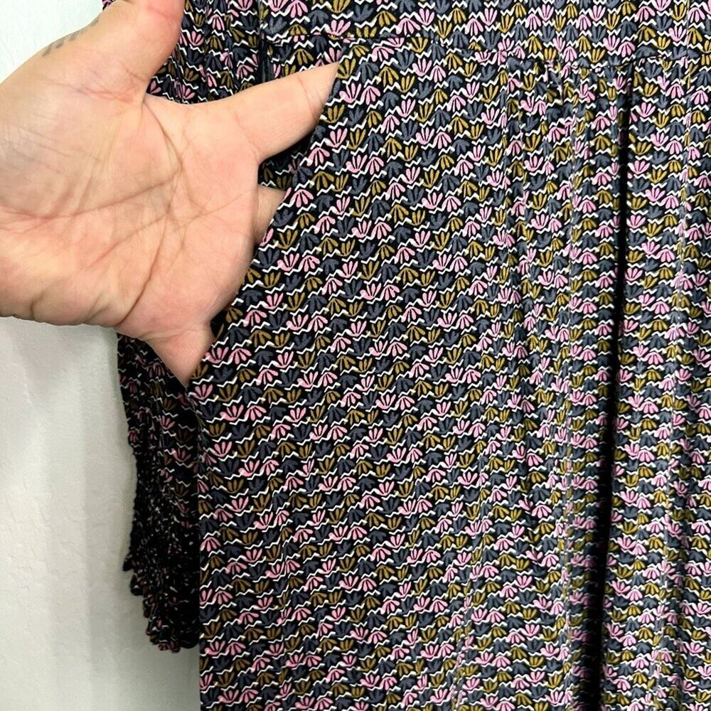 Boden Dress 4L Floral Embroidered Long Sleeve Tie Back Midi Flowy Smocked Cuffs - Picture 6 of 12